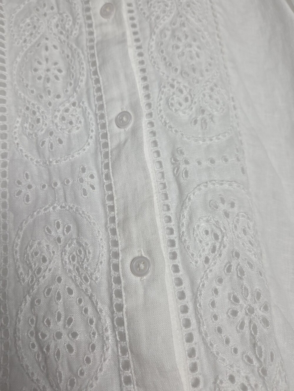 J.Crew Garcon Classic Shirt Women Eyelet Linen White - Size 0 - Picture 5 of 14